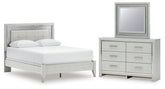 Zyniden Queen Upholstered Panel Bed, Dresser and Mirror